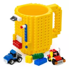 Taza Con Diseño Bloques De Construcción Dif Colore + Monito Color Amarillo