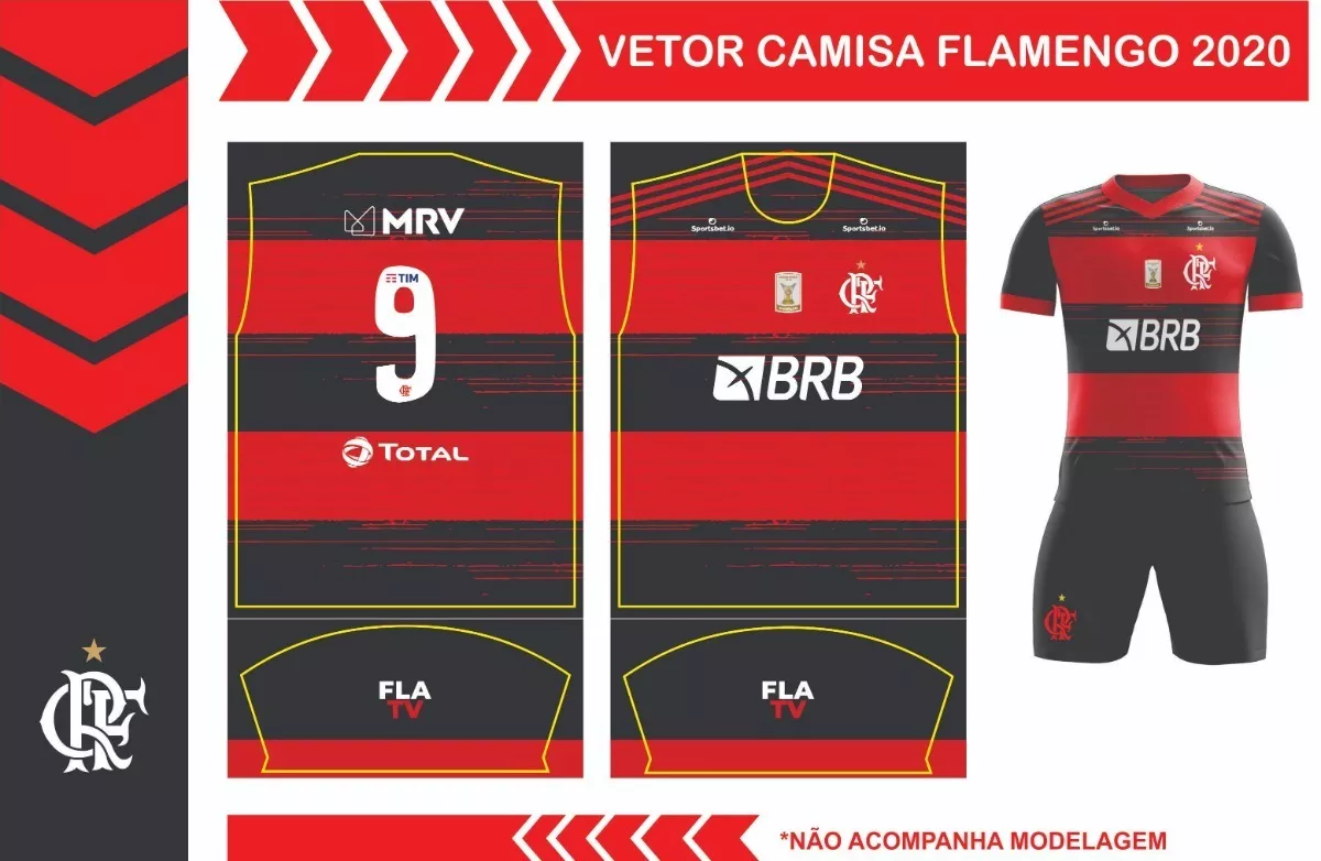 Arte Camisa Do Flamengo 2020 + Fonte Para Sublimação