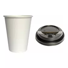 Vaso Para Cafe Papel Blanco C/tapa Agitador 12 Oz (100 Pzs)