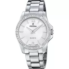 Relógio Feminino Festina F20593/1 Em Aço Com Pedras