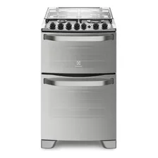 Cocina Electrolux Expert 56dxq A Gas/eléctrica 4 Hornallas Plata 220v Puerta Con Visor 106.5l Con Doble Horno