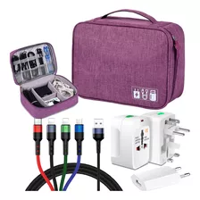 Set De Viaje Bolso Organizador + Adaptador + Cables - El Rey