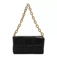 Bolsa Corrente Ombro Couro Legitimo Feminina Clutch Preta