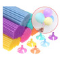 Kit 100 Varetas 30cm Com Suporte Pega Balão Transparente
