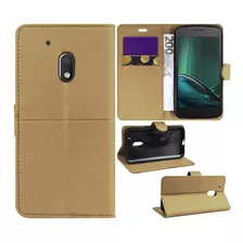 Capa Carteira + Pelicula Vidro 3d Para Moto G4 Play Tela 5.0