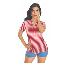 Blusa Casual Mujer Rojo Con Blanco 942-57