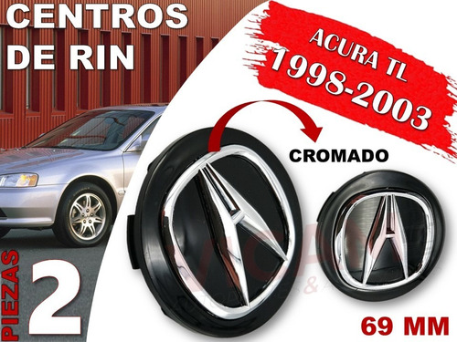 Par De Centros De Rin Acura Tl 1998-2003 69 Mm (negro) Foto 2