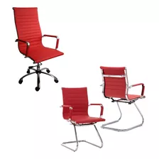 Combo Oficina Sillon Aluminium Alto + 2 Bajos - Alto Impacto