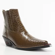 Bota Country Texana Masculina Botina Bico Fino Cano Médio