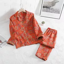 Pijama Mujer Elegante 100% Algodón Con Patrón De Flores