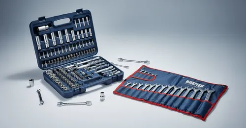 Kit Bremen: Herramientas Llaves Tubo 110pz 1/2-1/4 Azul + Llaves Combinadas Juego 19pc 6-24 Dgm