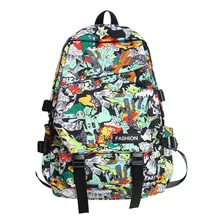 Mochila Escolar Con Estampado Juvenil De Nailon Para Hombre Y Mujer Resistente Al Agua