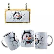 Caneca De Porcelana Boneco De Neve Alegre,3d 