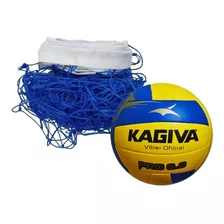 Kit Vôlei: Bola Kaviga 6.0 + Rede 4 Mts C/ Corda P/ Esticar