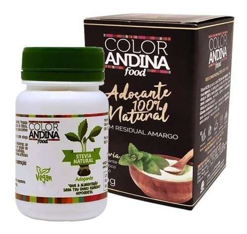 Stevia Em Pó 40g Adoçante Natural Color Andina Sem Amargor