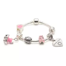 Pulsera Chapada En Plata Liberty Charms Childrens Little Sis