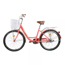 Bicicleta Vintage Urbanfit Pro Con Canasta, Rodada 26', Rosa