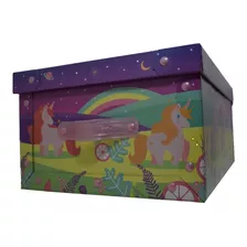 Caja Baulera Organizadora Chica 32x23x18cm Unicornios Color Unicornio