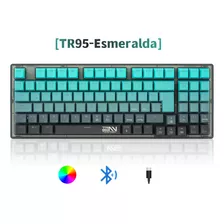 Terport Tr95 Teclado Mecanico Inalambrico Español Tr95 Esmeralda, Bluetooth+usb+cable, Luces Full-rgb, Outemu Red Switch Hotswap, 95 Teclas Antighosting, Juegos&oficina