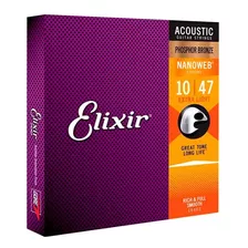 Encordoamento Para Violão Elixir 010 Extra Light Phosphor Br