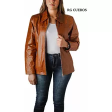 Campera Amplia Clásica Cuero Vacuno Legítimo Mujer Rg Cueros