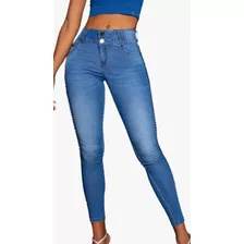 Calça Jeans Skinny Com Lateral De Cristais 62553