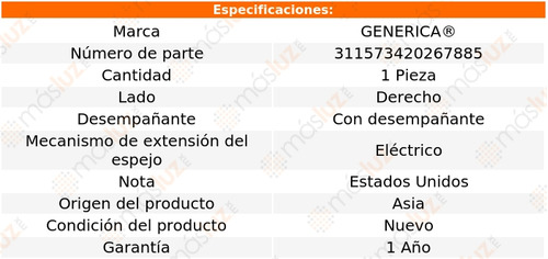 1- Espejo Derecho Elect C/desemp Rio 2012/2017 Genrica Foto 2