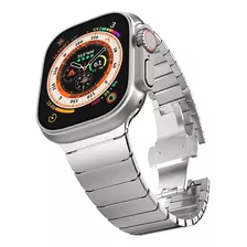 Pulseira Em Aço Inox Elos Para Apple Watch S8/ultra 45 49mm Cor Prata Largura 49 Mm