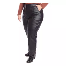 Calça Feminina Couro Eco Preta Corino Plus Size