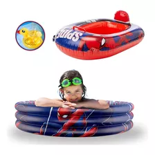 Kit Verão Spider Man Piscina 130l Bote Disney Infantil Kids