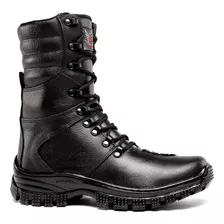 Bota Militar Tática Couro Impermeável C/ Zíper Confortavel