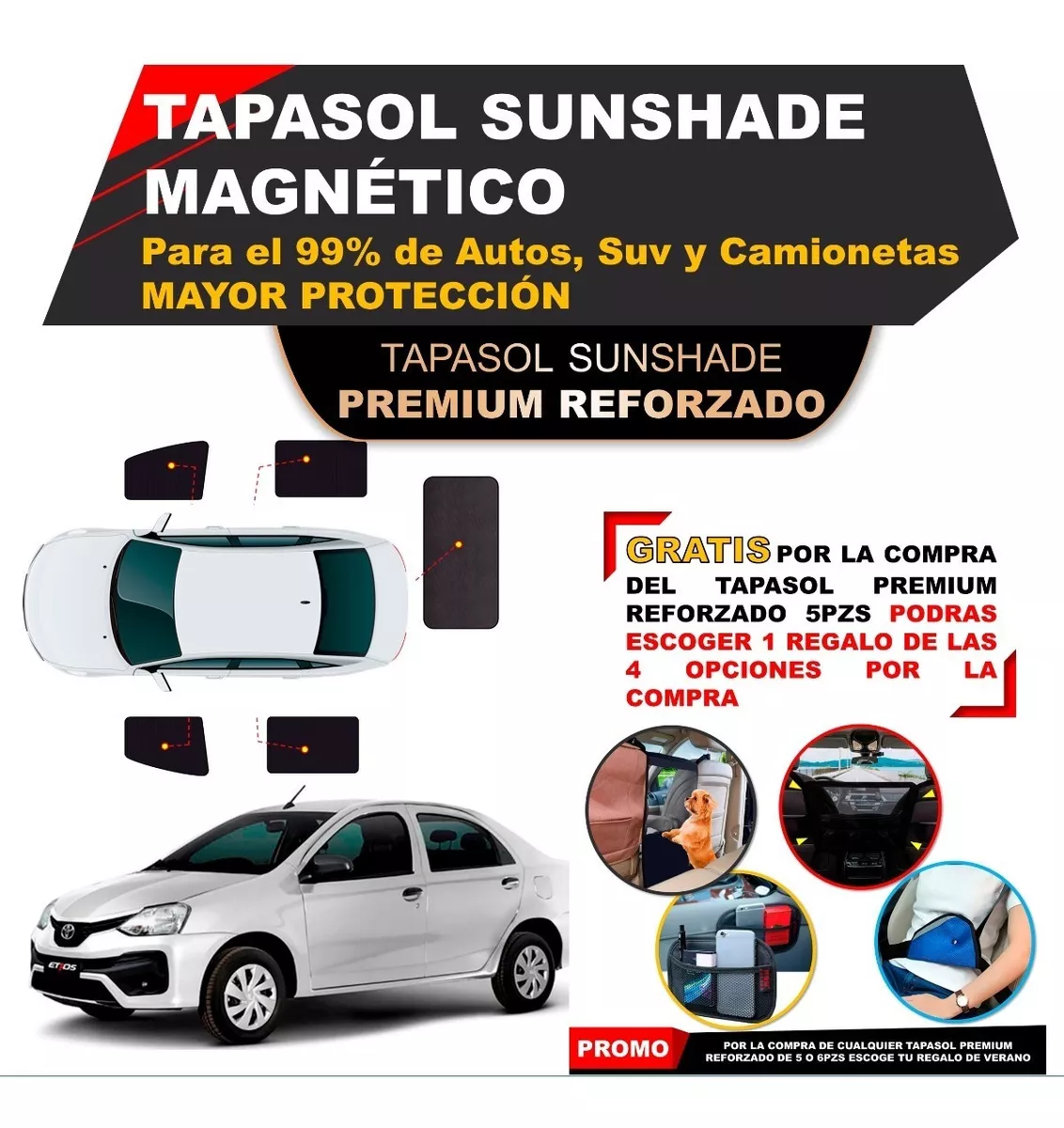 Tapasol Premium Reforzado Lunas Abajo 99% De Los Vehículos