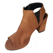 Sandália Ankle Boot Salto Bloco Feminina Caramelo