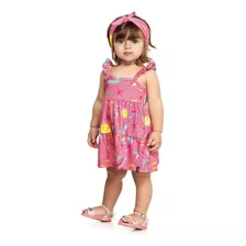 Vestido Bebê Com Faixa De Cabelo Pink Elian