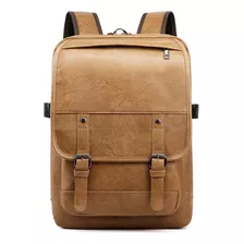 Mochila Piel Sintética Para Hombre Y Mujer, Bolso De De Piel Vegana Urbano De Viaje De Gran Capacidad, A La Moda, Para Ordenador Portátil