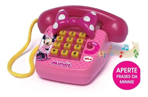 Foninho Sonoro Minnie Telefone Brinquedo Rosa Disney Elka