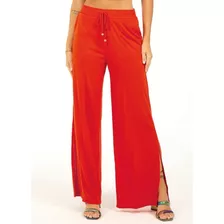 Calça Feminina Pantalona Com Fenda