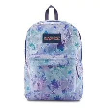 Mochila Jansport Superbreak Striped Floral 25 Litros Full Color Celeste Diseño De La Tela Estampada