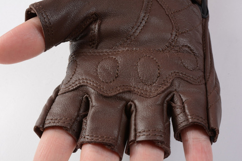 Guantes De Piel De Oveja Vintage Para Moto, Dedos Cortos, Pa Foto 4