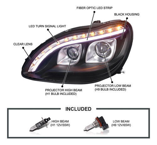 Par Faro Negro Led Mercedes-benz S430 Base 2000 4.3l Foto 2