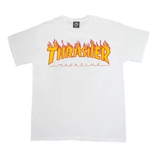 Playera Thrasher Flame Logo Blanca Original