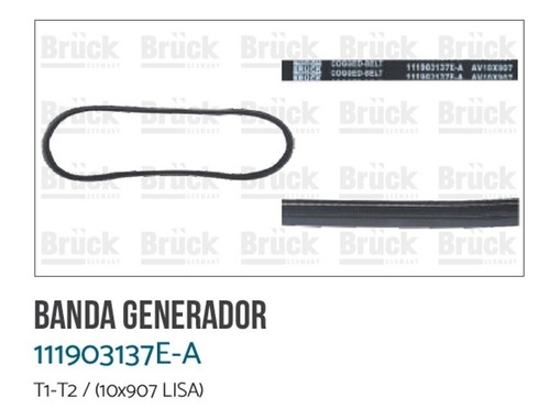 Banda Generador Lisa 10x907 Vw B111903137ea Bruck L12c75 Foto 2