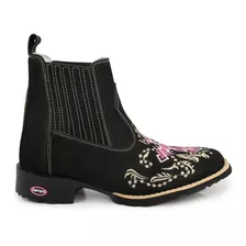 Bota Texana Feminina Cano Curto Couro Bico Quadrado Country