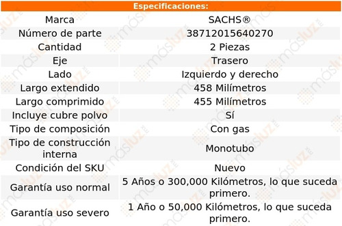 Set 2 Amortiguadores Tra Sachs S60 Fwd,awd L5 2.4l 01 Al 09 Foto 2