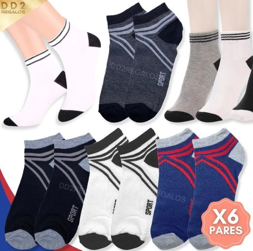 Pack X6 Pares De Medias Invisibles Soquetes Deportiva 40-44