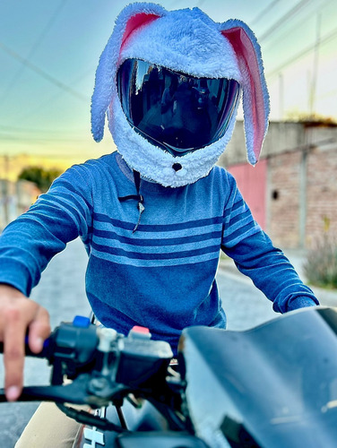 Funda Para Casco De Moto - Conejo Azul Con Ojos Reflejantes  Foto 4