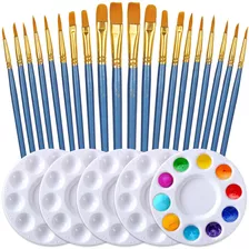  20 Pinceles Acrílicos De Nailon Con 5 Paletas De Pintura