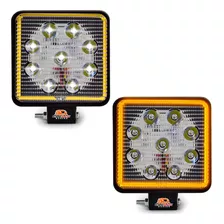 Par Faros 9 Hiper Led Cuadrado Con Estrobo Y Arillo De Color