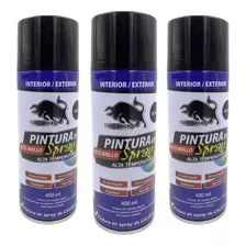 X3 Pintura Spray Alta Temperatura 400ml Color Negro