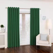 Cortina Para Sala E Quarto 300x280 Com Ilhos Para Varão Cor Verde Bandeira